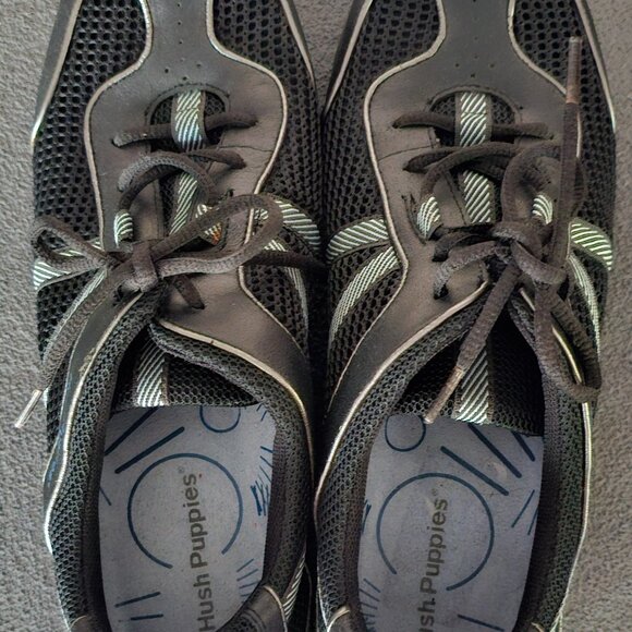 Hush Puppies US 7M Bounce Tech Black Leather Lace Up Oxford Sneaker - Picture 2 of 5